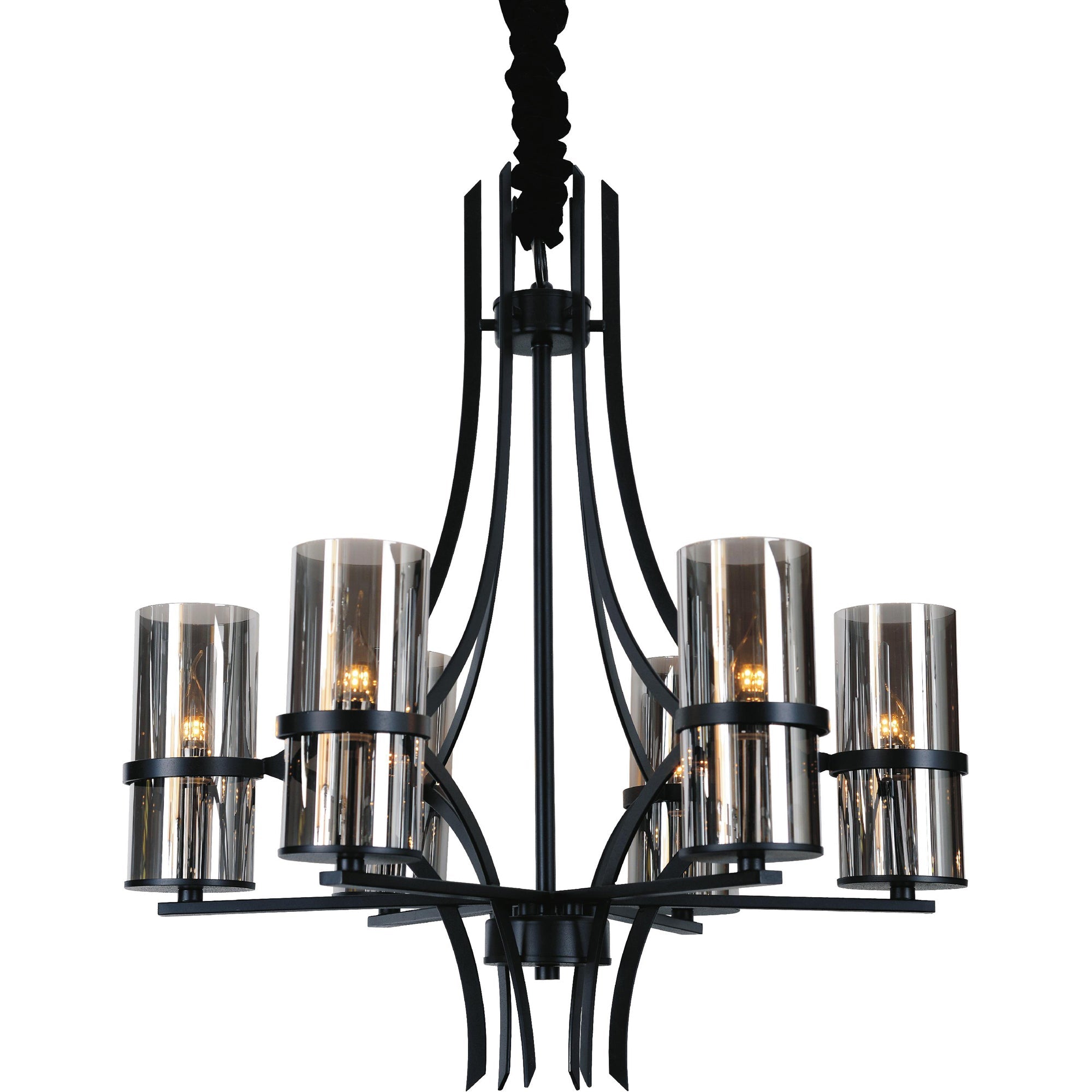 Vanna 6 Light Up Chandelier With Black Finish - CWI Lighting