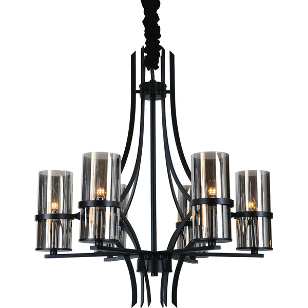 Vanna 6 Light Up Chandelier With Black Finish - CWI Lighting