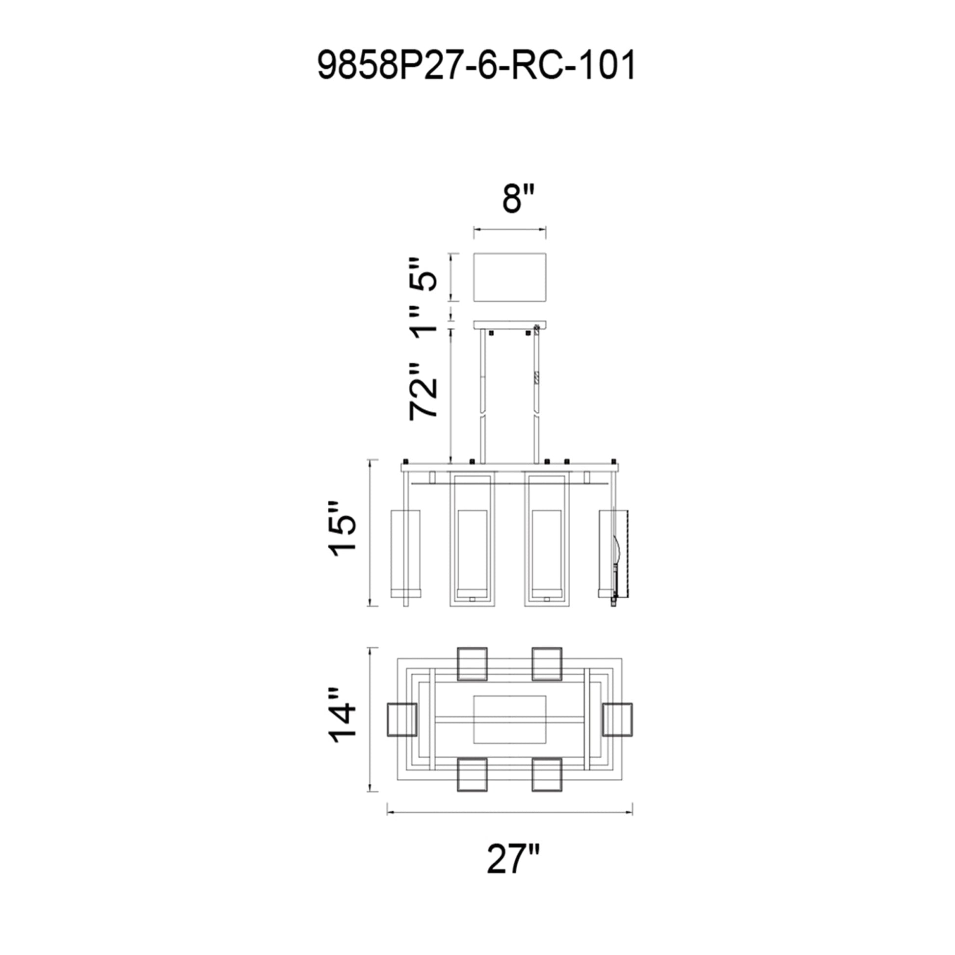 Vanna 6 Light Up Chandelier With Black Finish - CWI Lighting