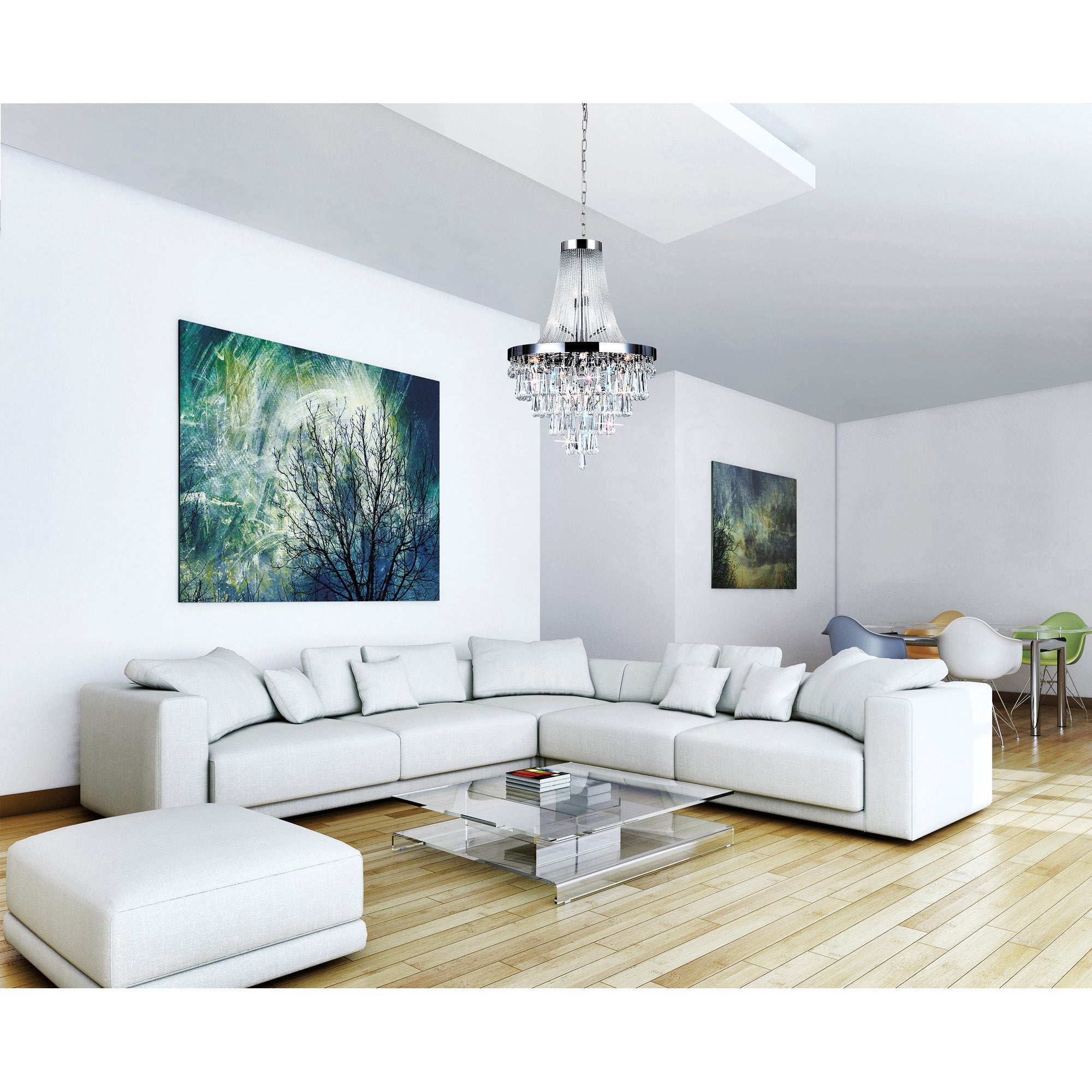 Vast 17 Light Down Chandelier With Chrome Finish - CWI Lighting
