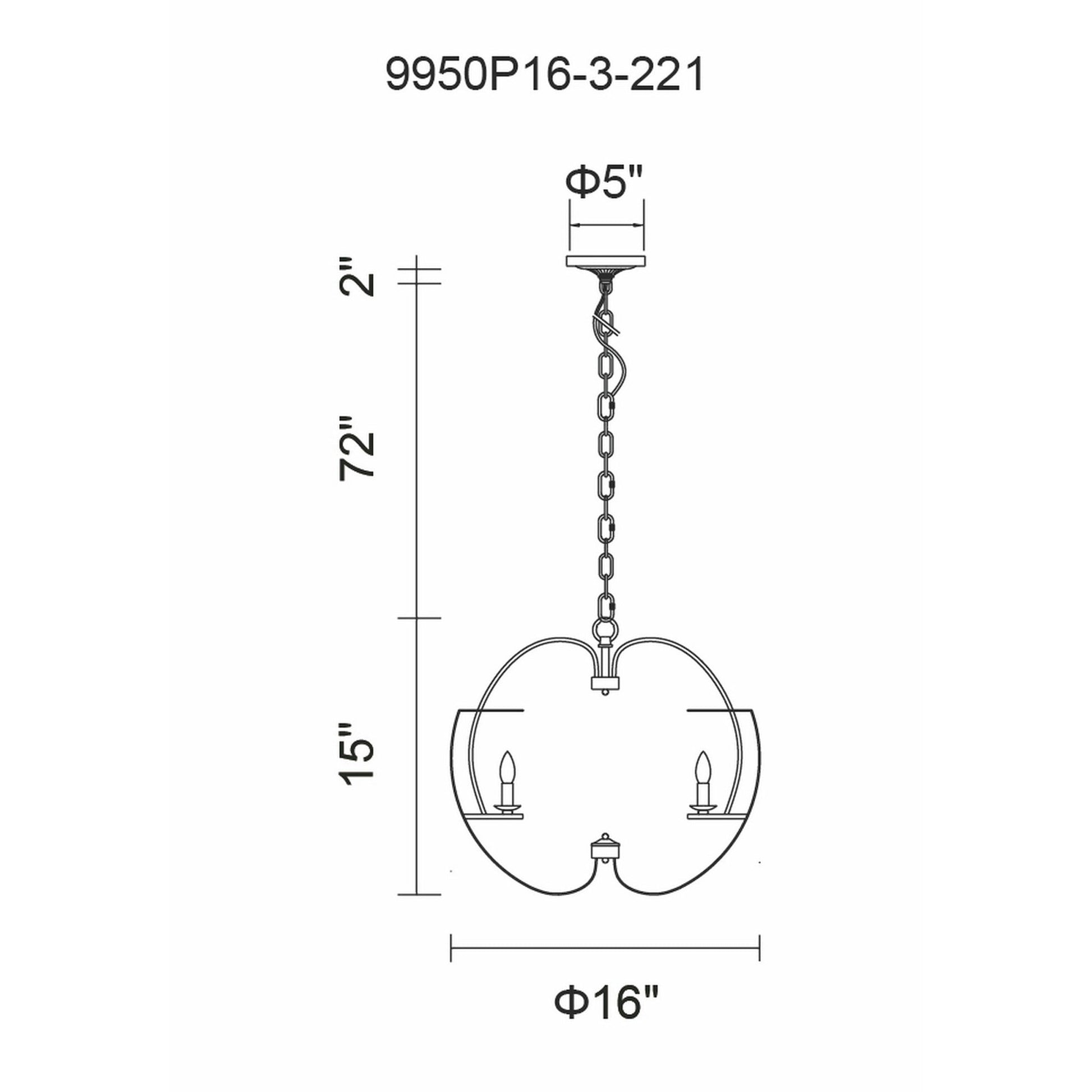 Verbena 3 Light Chandelier With Pewter Finish - CWI Lighting