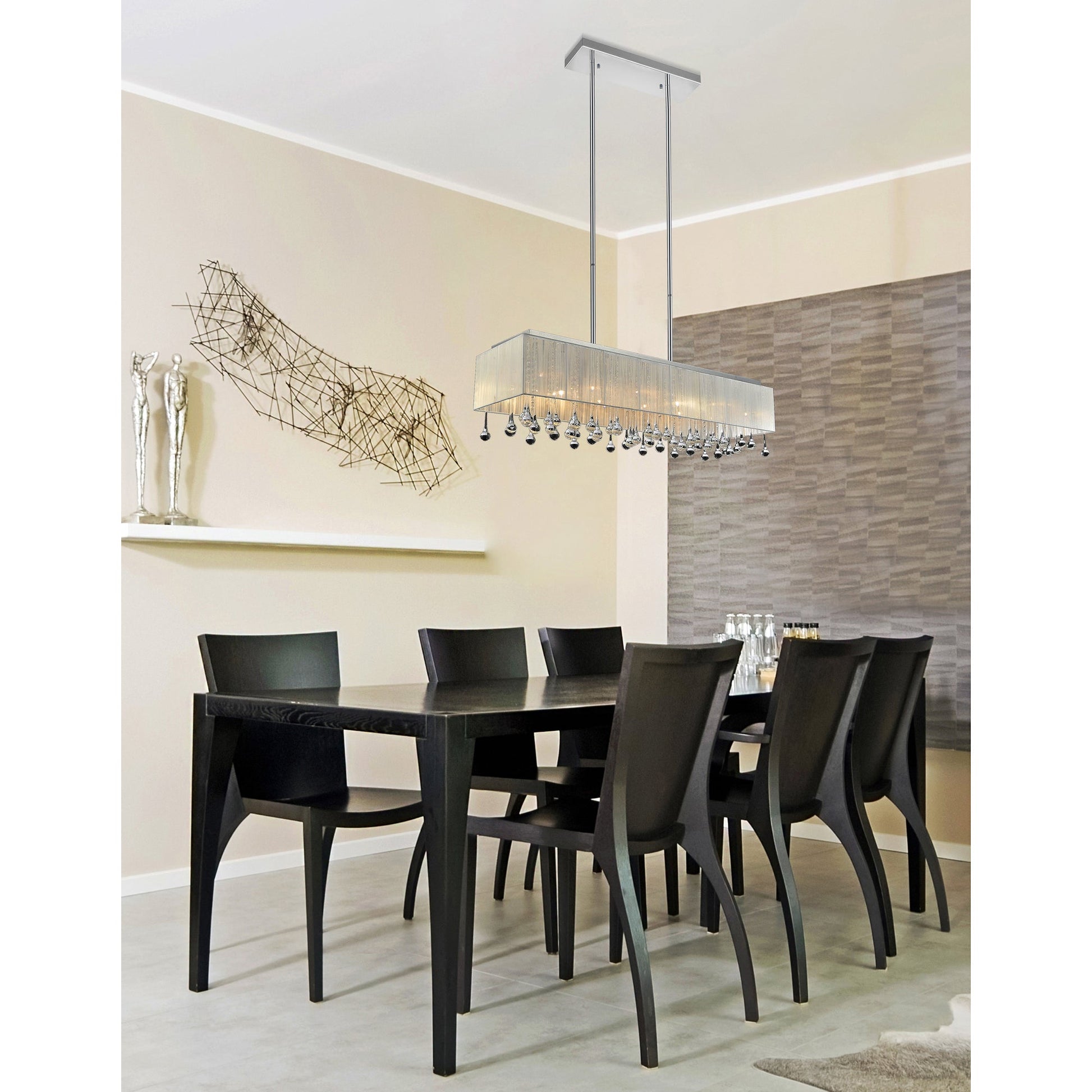 Water Drop 17 Light Drum Shade Chandelier With Chrome Finish - CWI Lighting