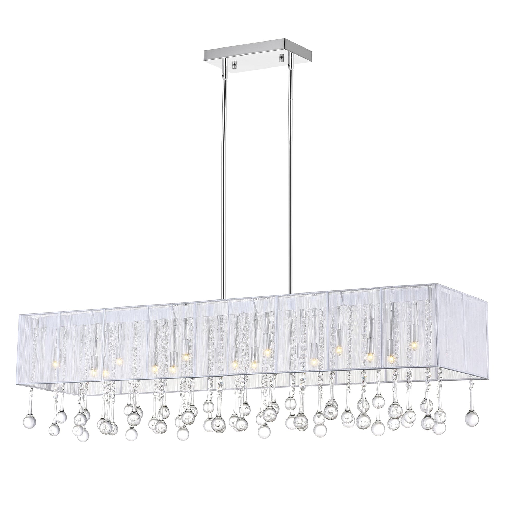 Water Drop 17 Light Drum Shade Chandelier With Chrome Finish - CWI Lighting