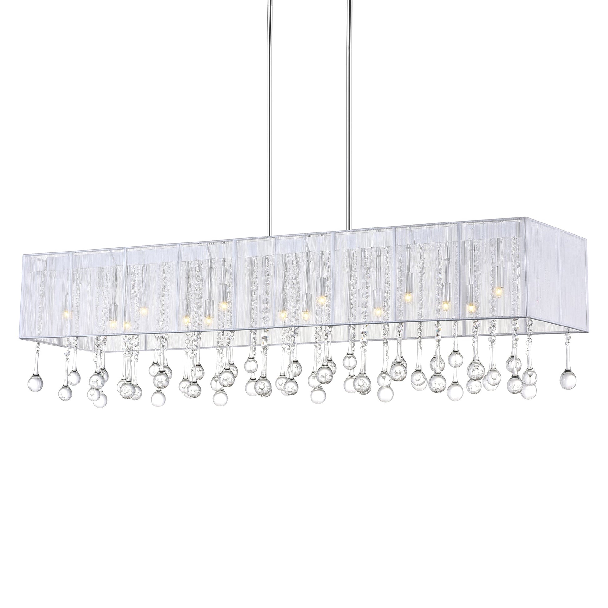 Water Drop 17 Light Drum Shade Chandelier With Chrome Finish - CWI Lighting