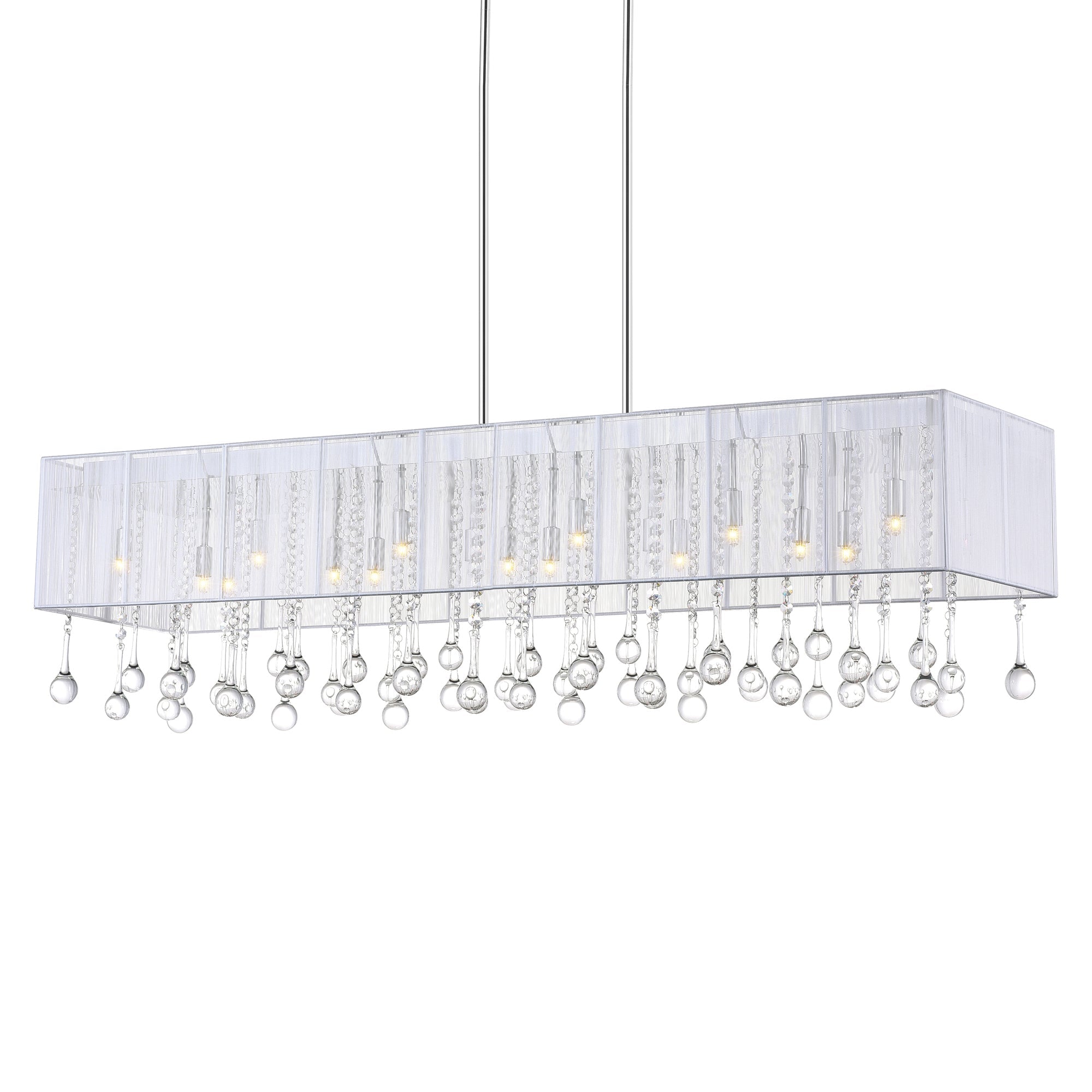 Water Drop 17 Light Drum Shade Chandelier With Chrome Finish - CWI Lighting