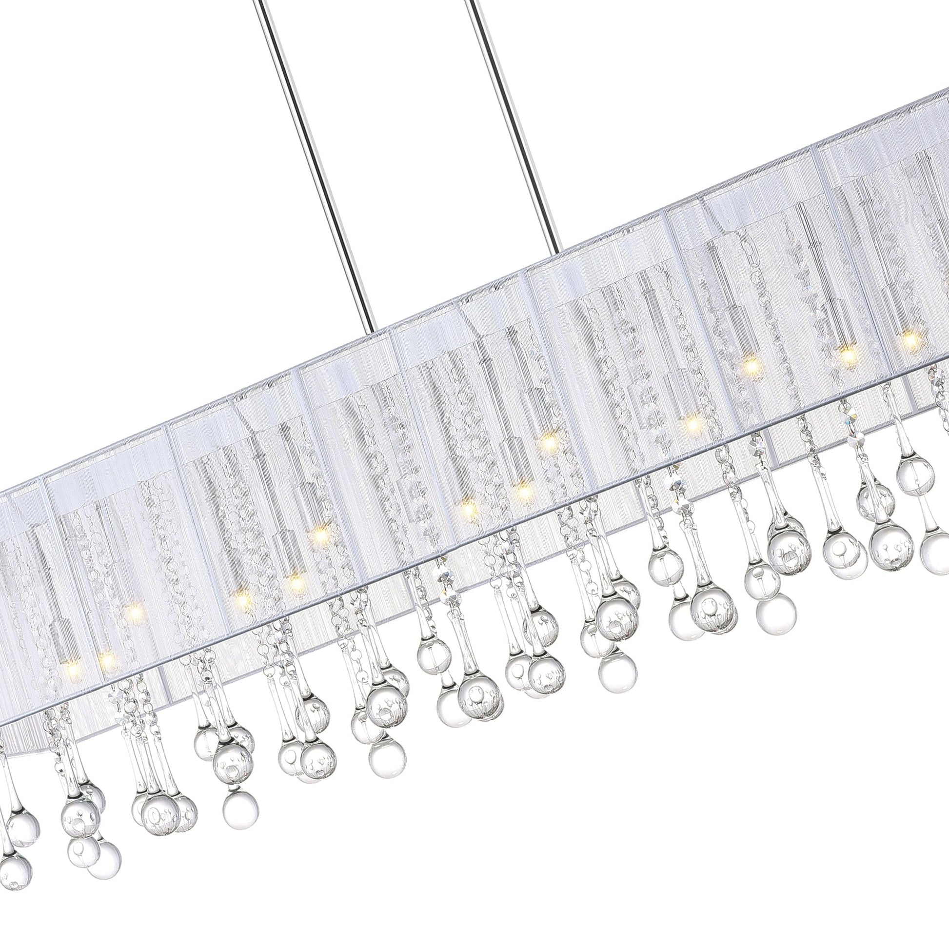 Water Drop 17 Light Drum Shade Chandelier With Chrome Finish - CWI Lighting