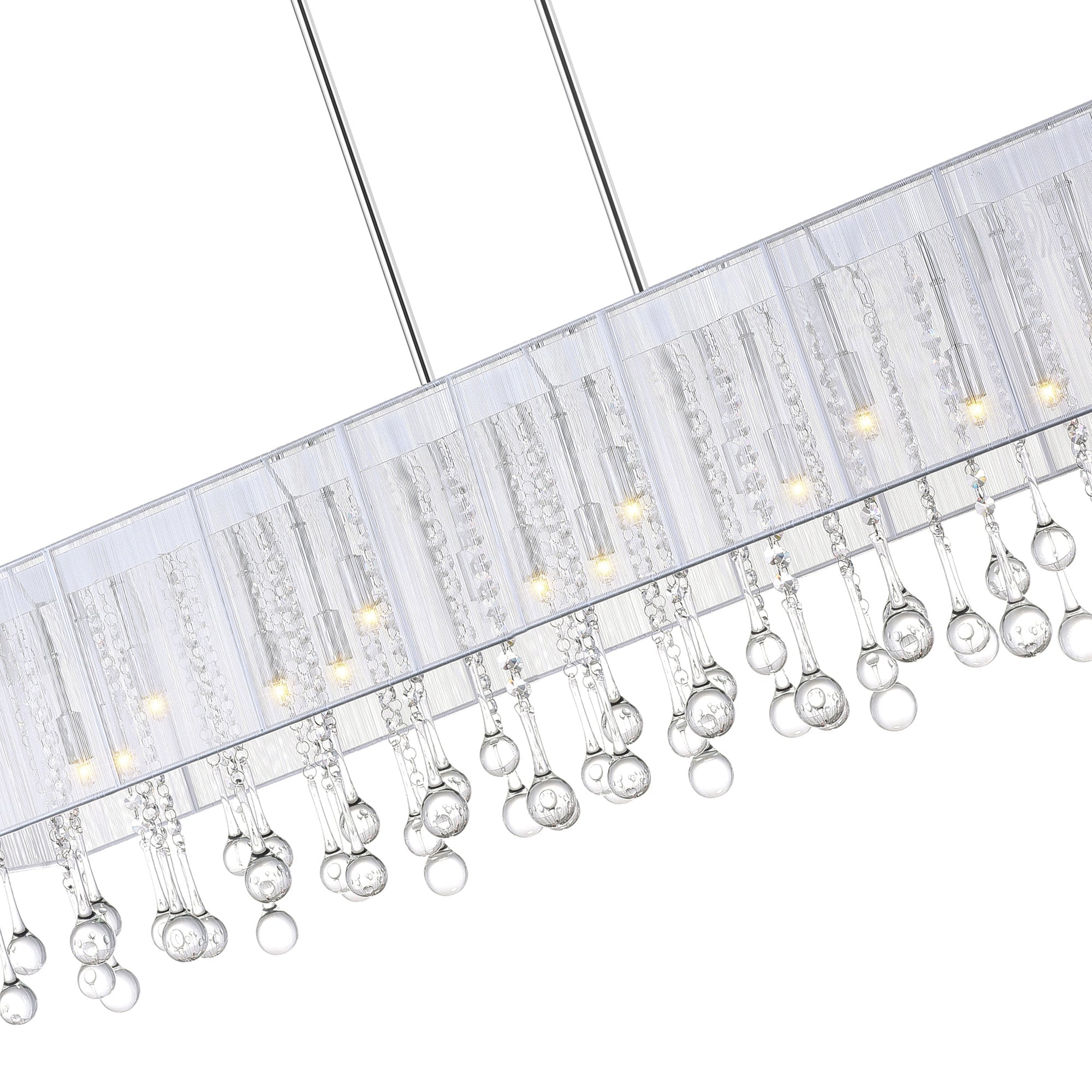 Water Drop 17 Light Drum Shade Chandelier With Chrome Finish - CWI Lighting