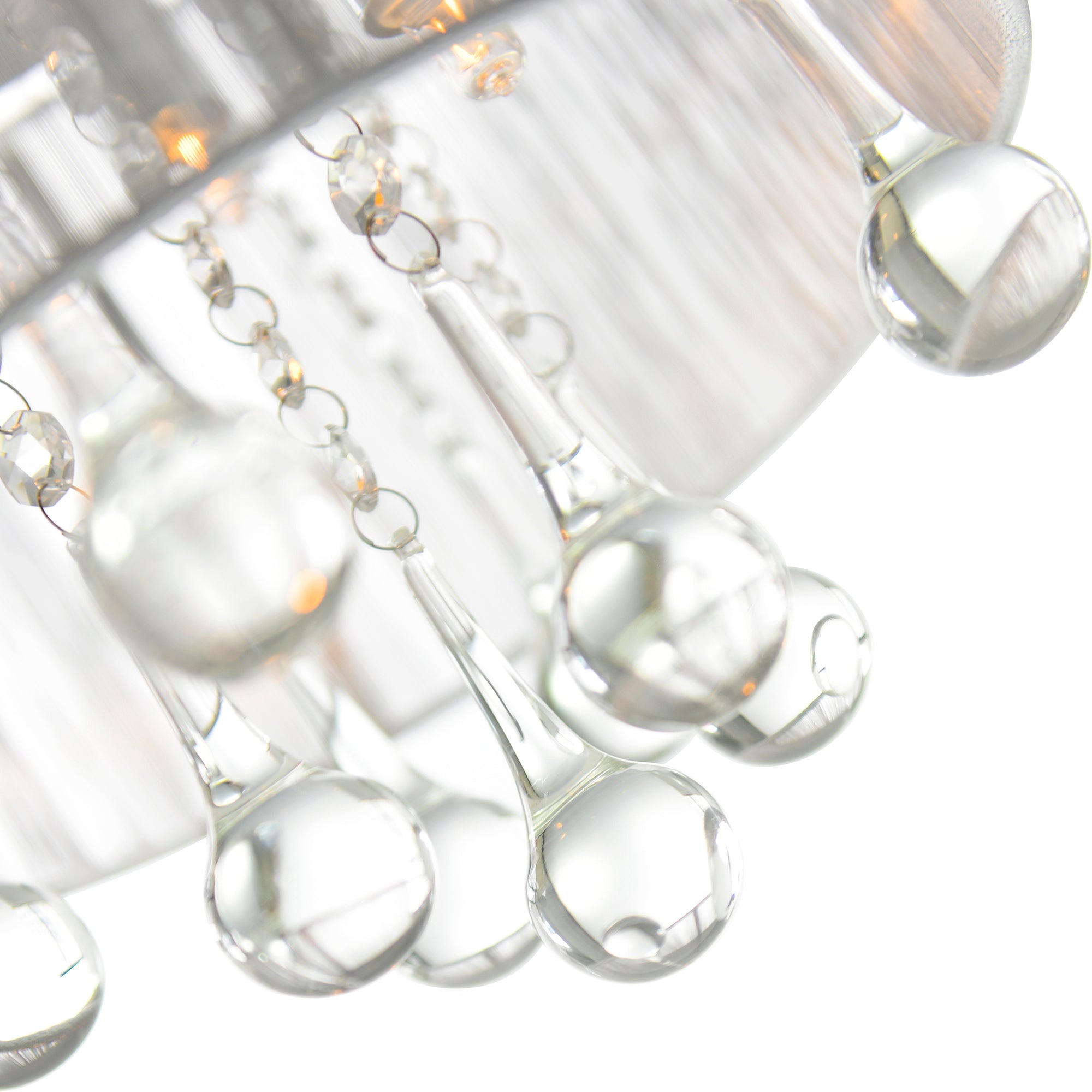 Water Drop 4 Light Chrome Flush Mount With Silver Shade - CWI Lighting