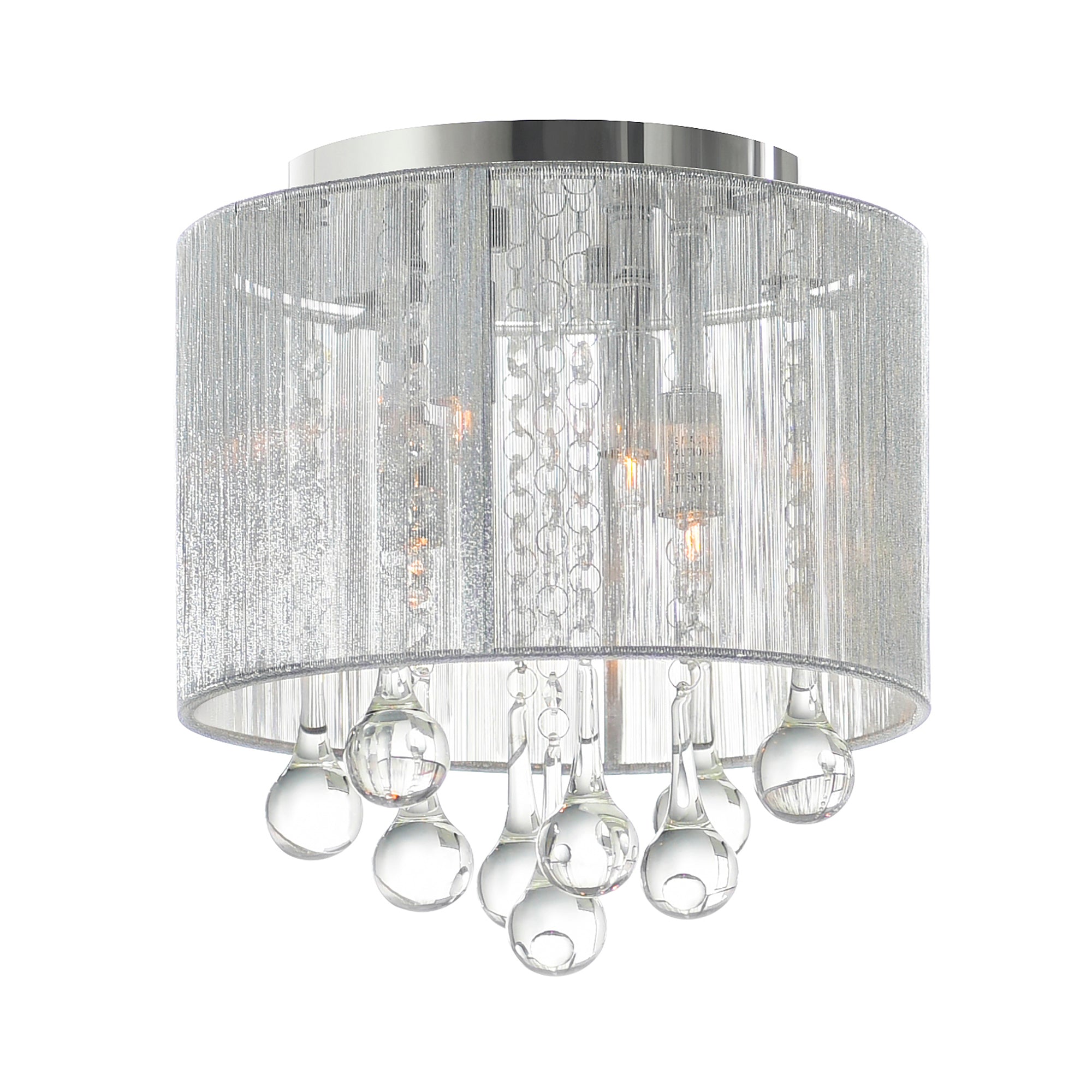 Water Drop 4 Light Chrome Flush Mount With Silver Shade - CWI Lighting