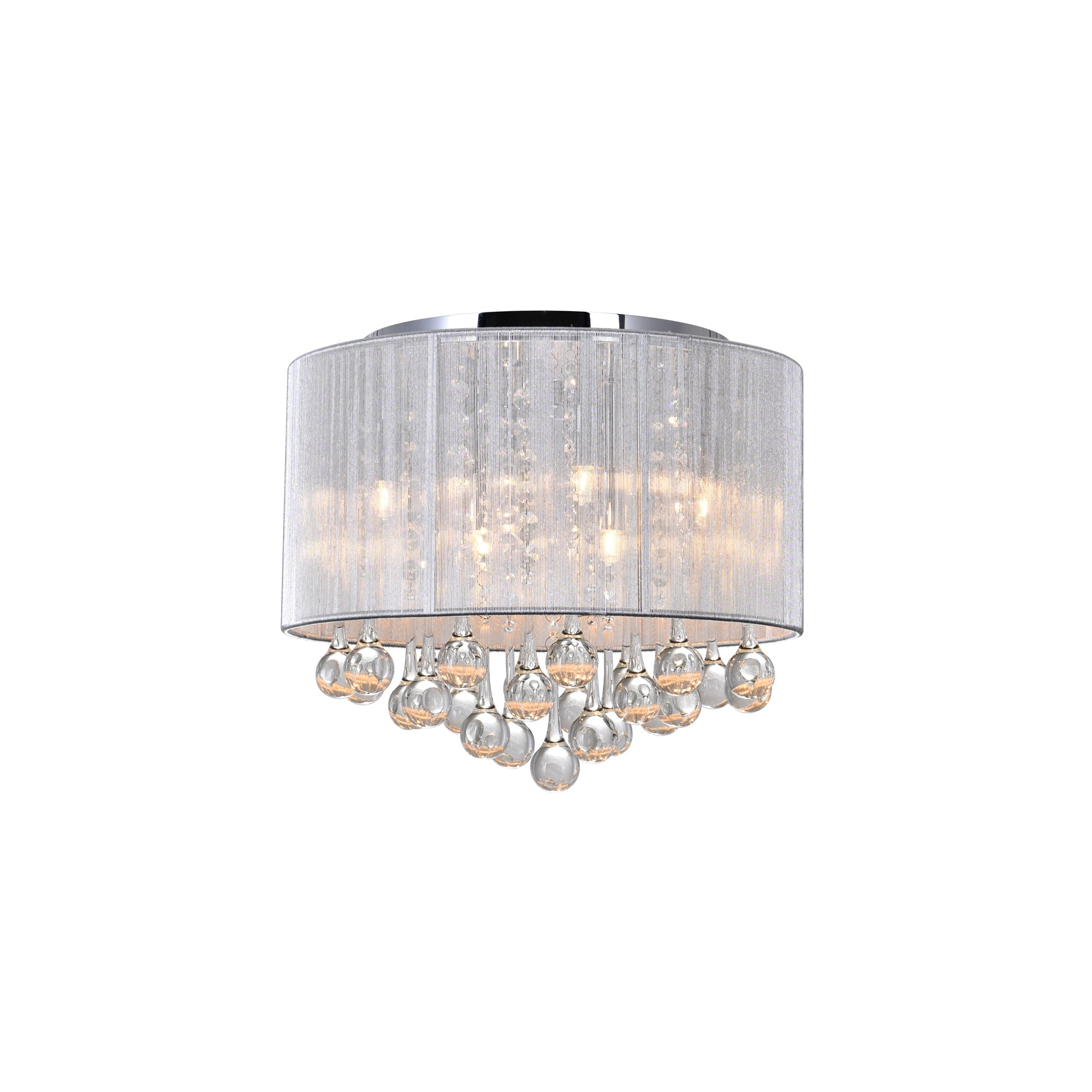 Water Drop 6 Light Chrome Flush Mount With Silver Shade - CWI Lighting