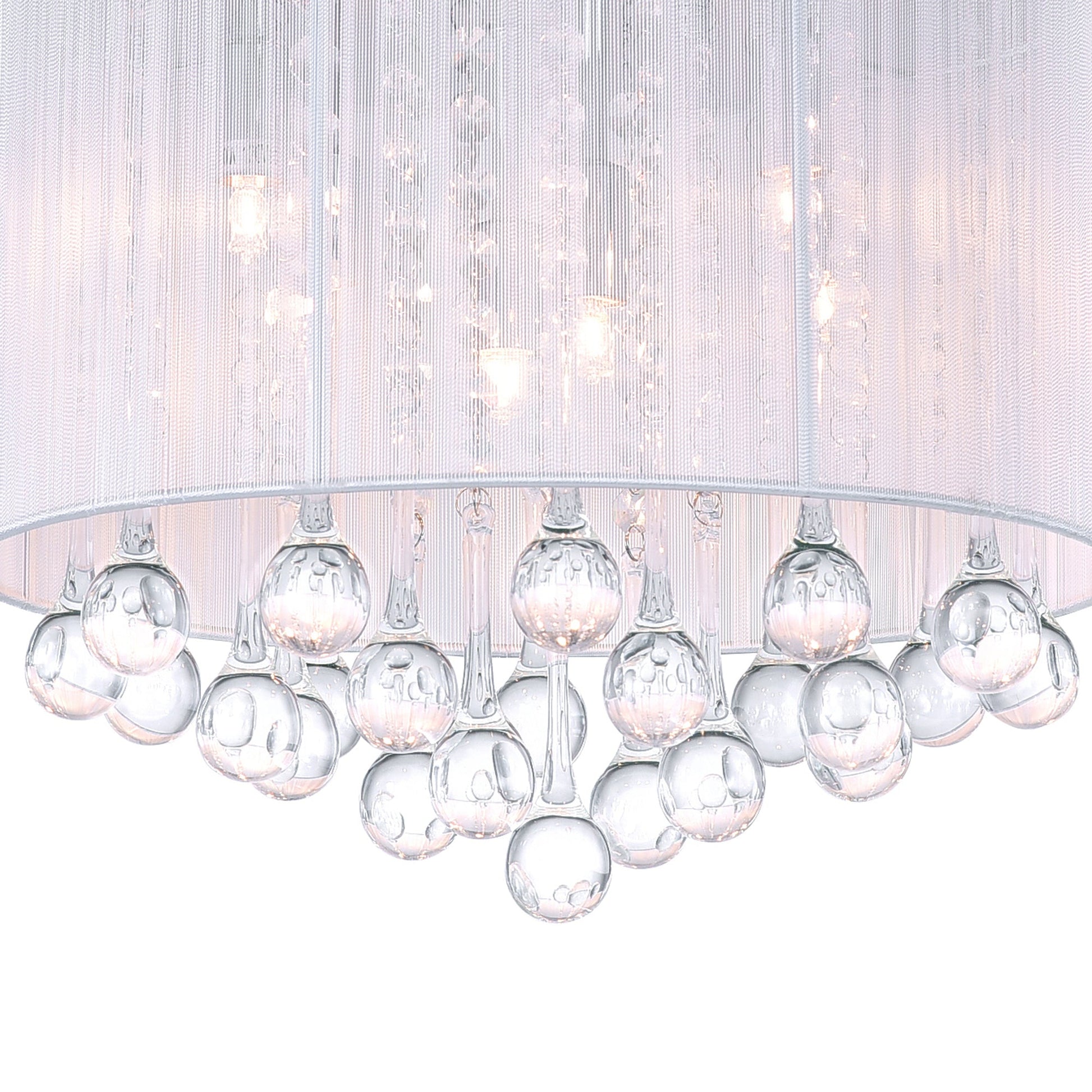 Water Drop 6 Light Chrome Flush Mount With White Shade - CWI Lighting