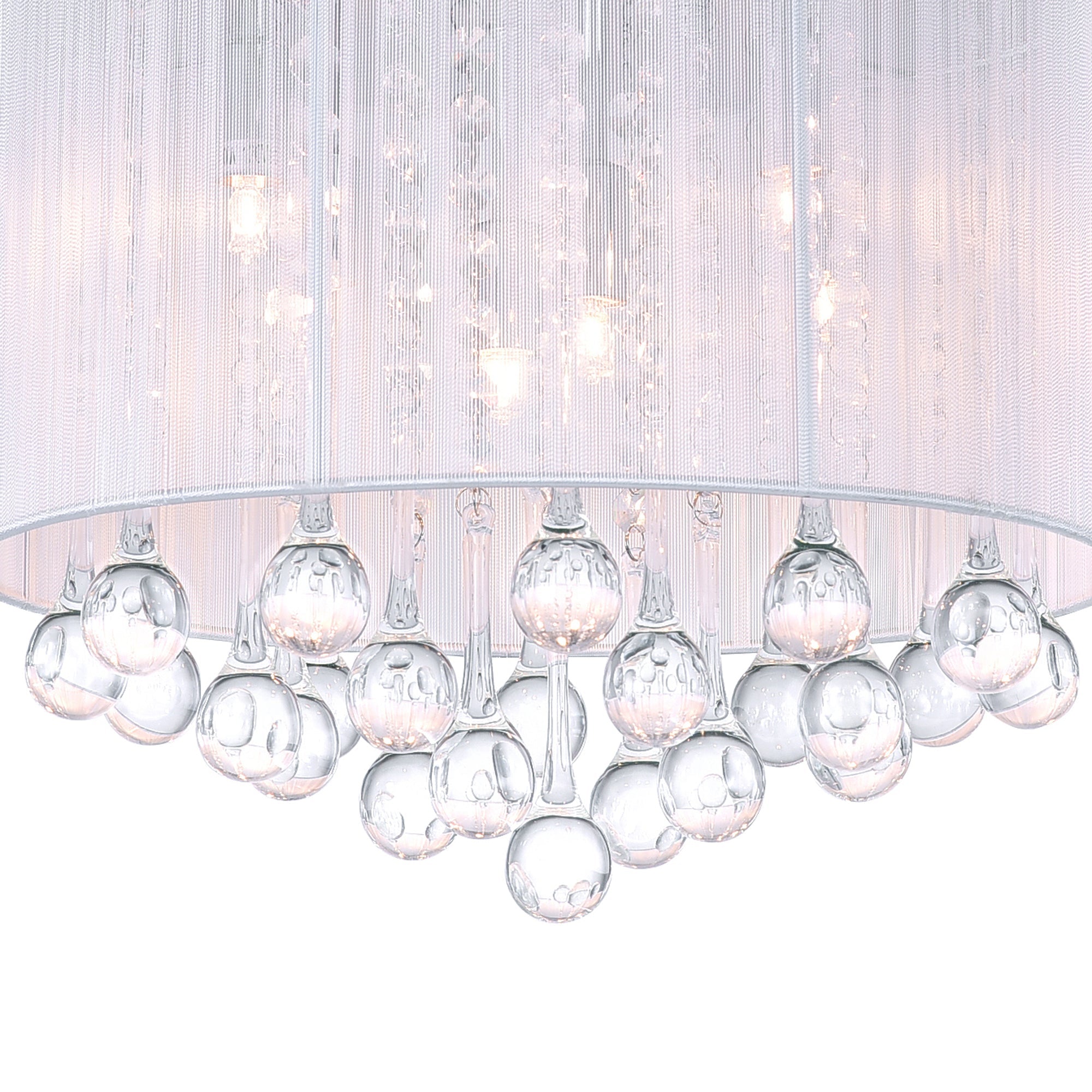 Water Drop 6 Light Chrome Flush Mount With White Shade - CWI Lighting