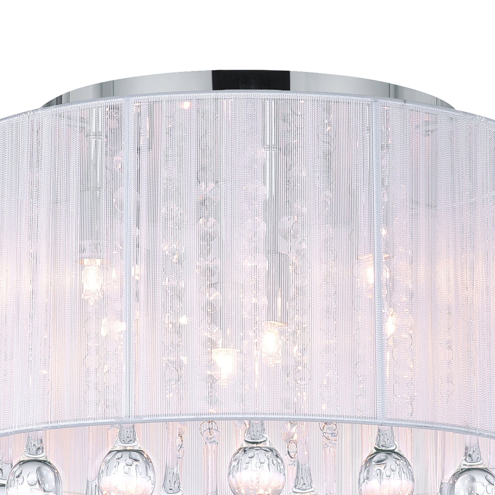 Water Drop 6 Light Chrome Flush Mount With White Shade - CWI Lighting