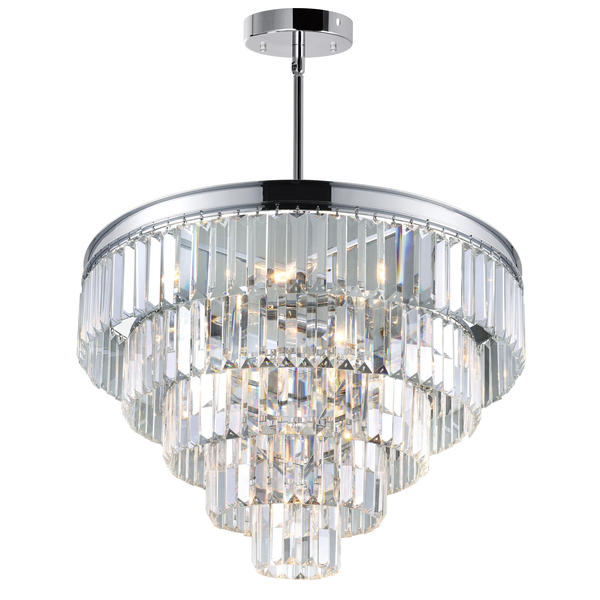 Weiss 12 Light Chrome Down Chandelier - CWI Lighting