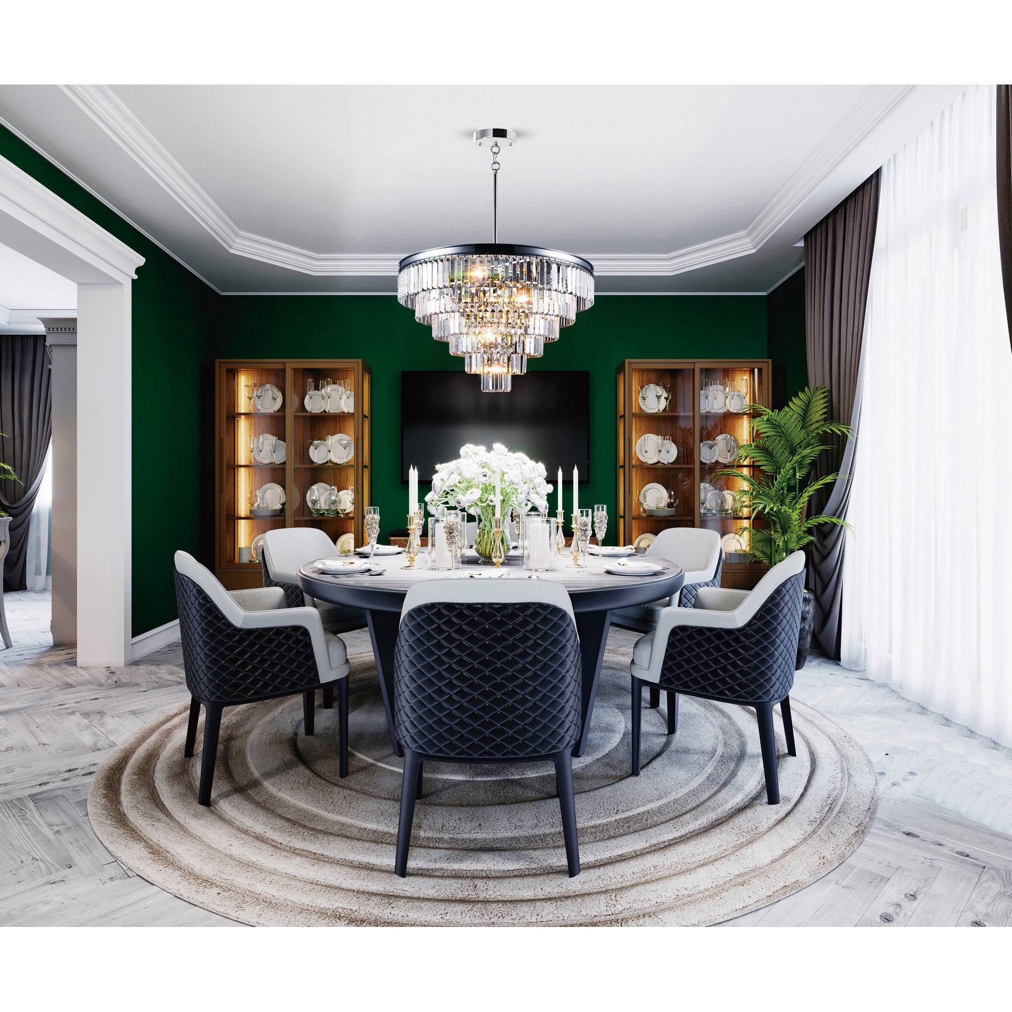 Weiss 15 Light Chrome Down Chandelier - CWI Lighting