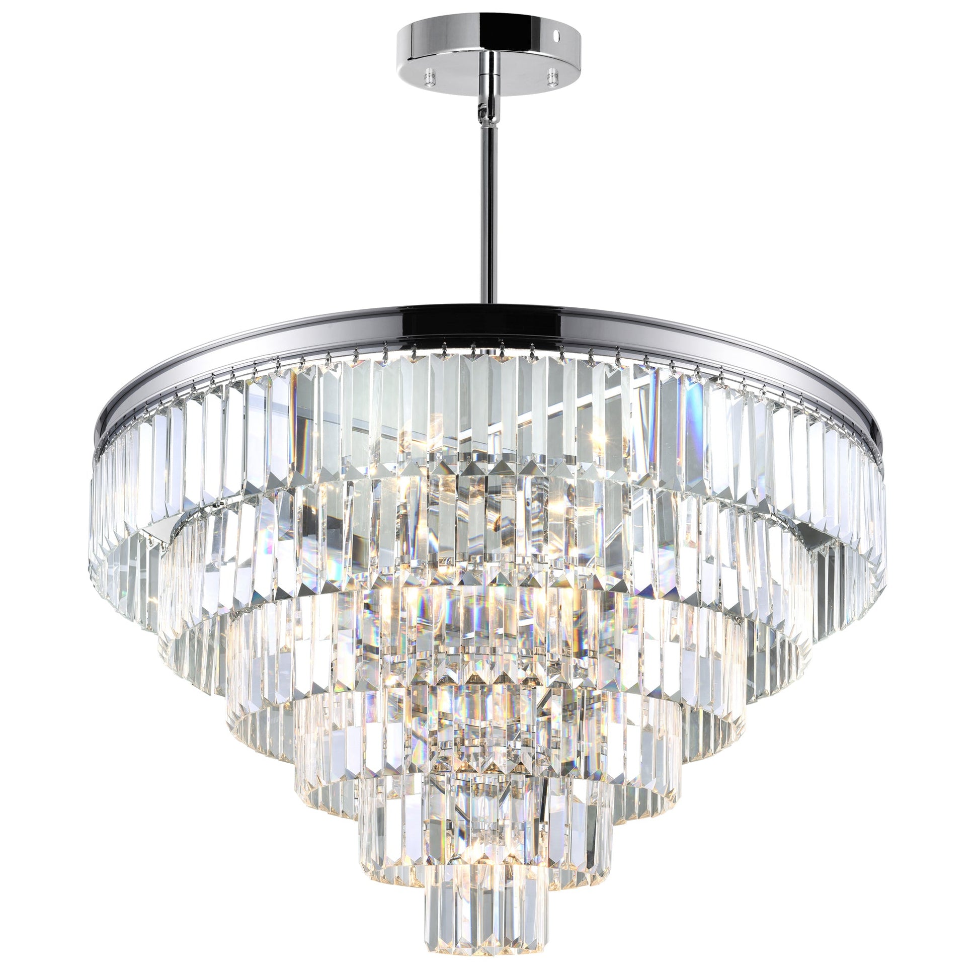 Weiss 15 Light Chrome Down Chandelier - CWI Lighting
