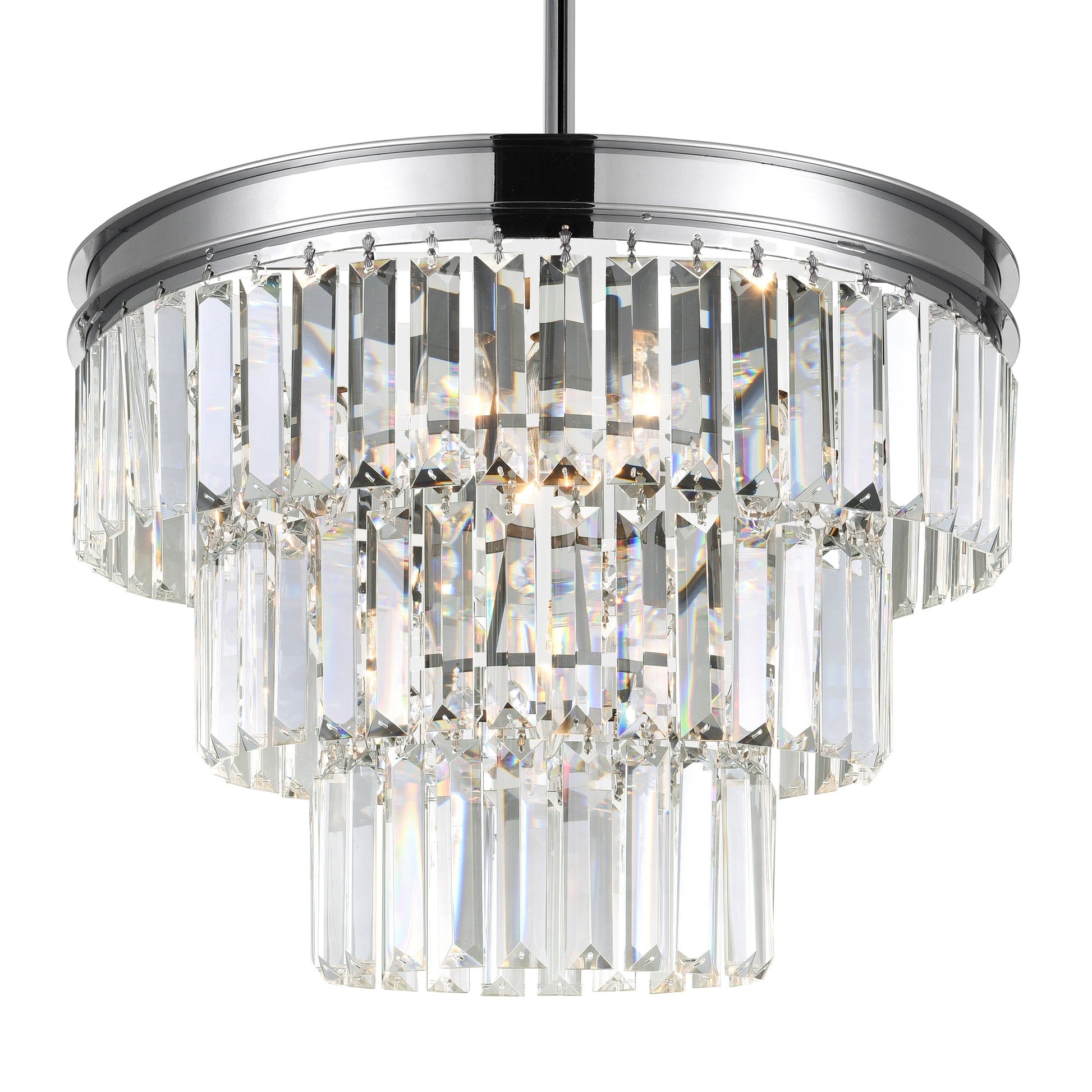 Weiss 5 Light 18in Chrome Down Chandelier - CWI Lighting