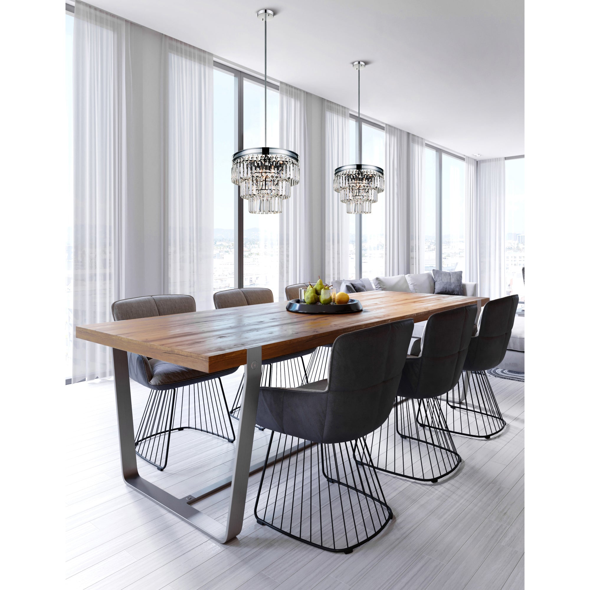 Weiss 5 Light 18in Chrome Down Chandelier - CWI Lighting