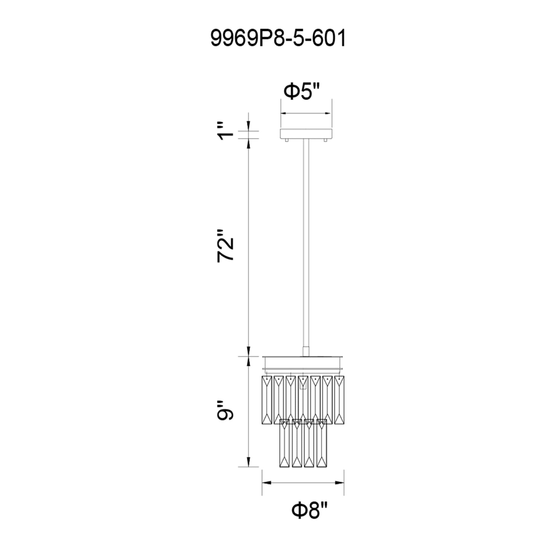 Weiss 5 Light 8in Chrome Down Mini Chandelier - CWI Lighting