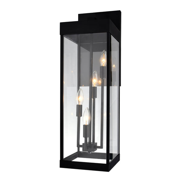 Windsor 4 Light Black Outdoor Wall Light - CWI Lighting