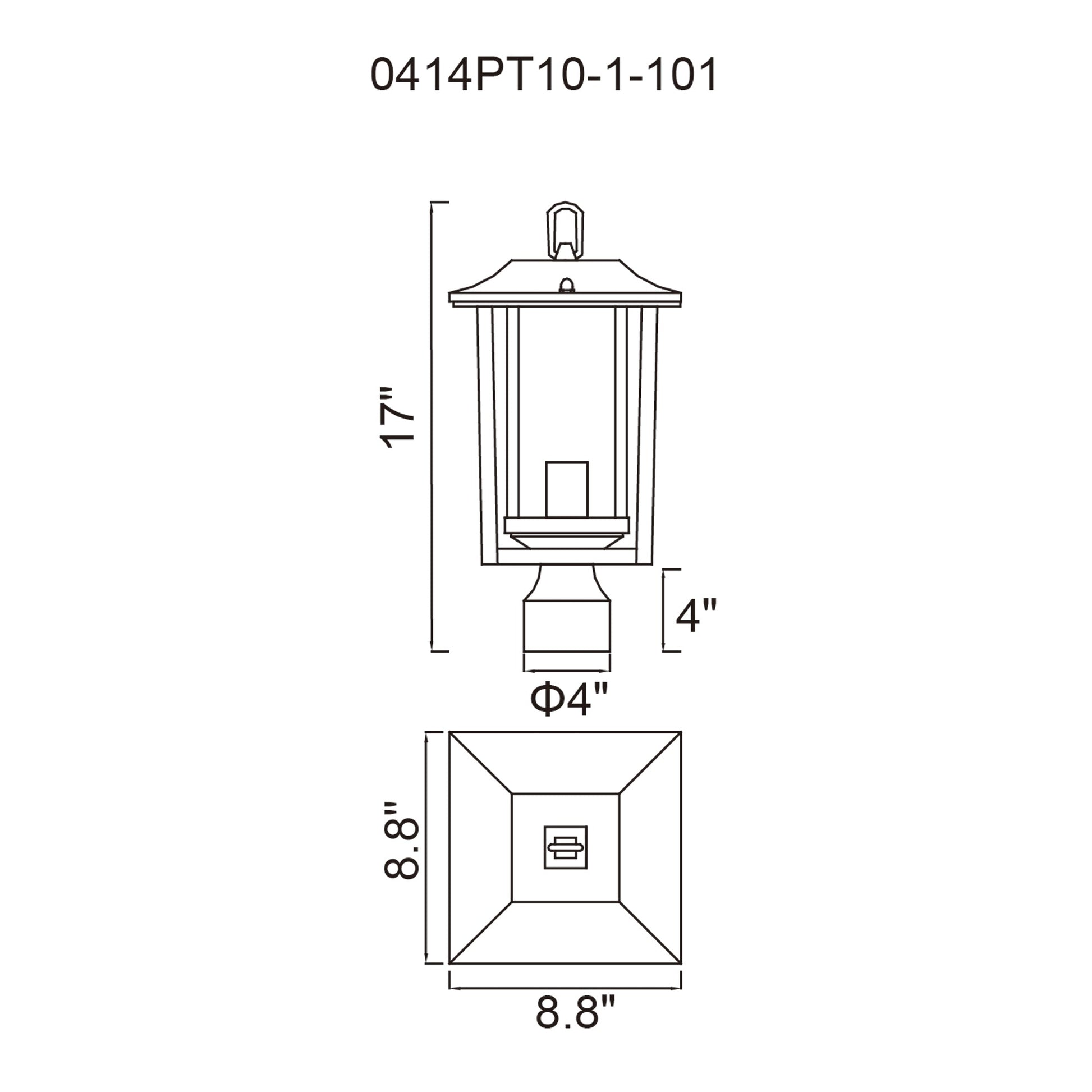 Winfield 1 Light Black Outdoor Lantern Head - CWI Lighting