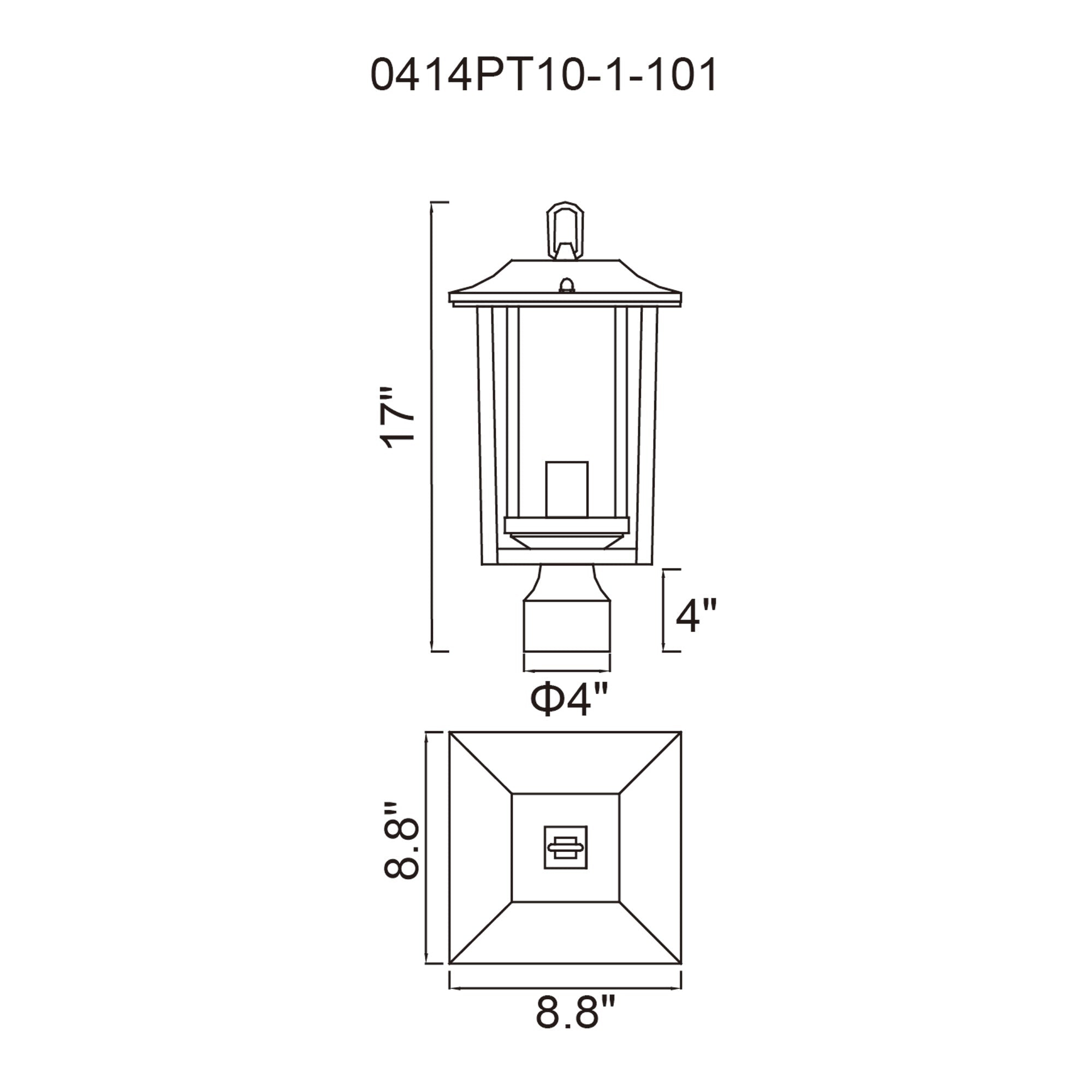 Winfield 1 Light Black Outdoor Lantern Head - CWI Lighting