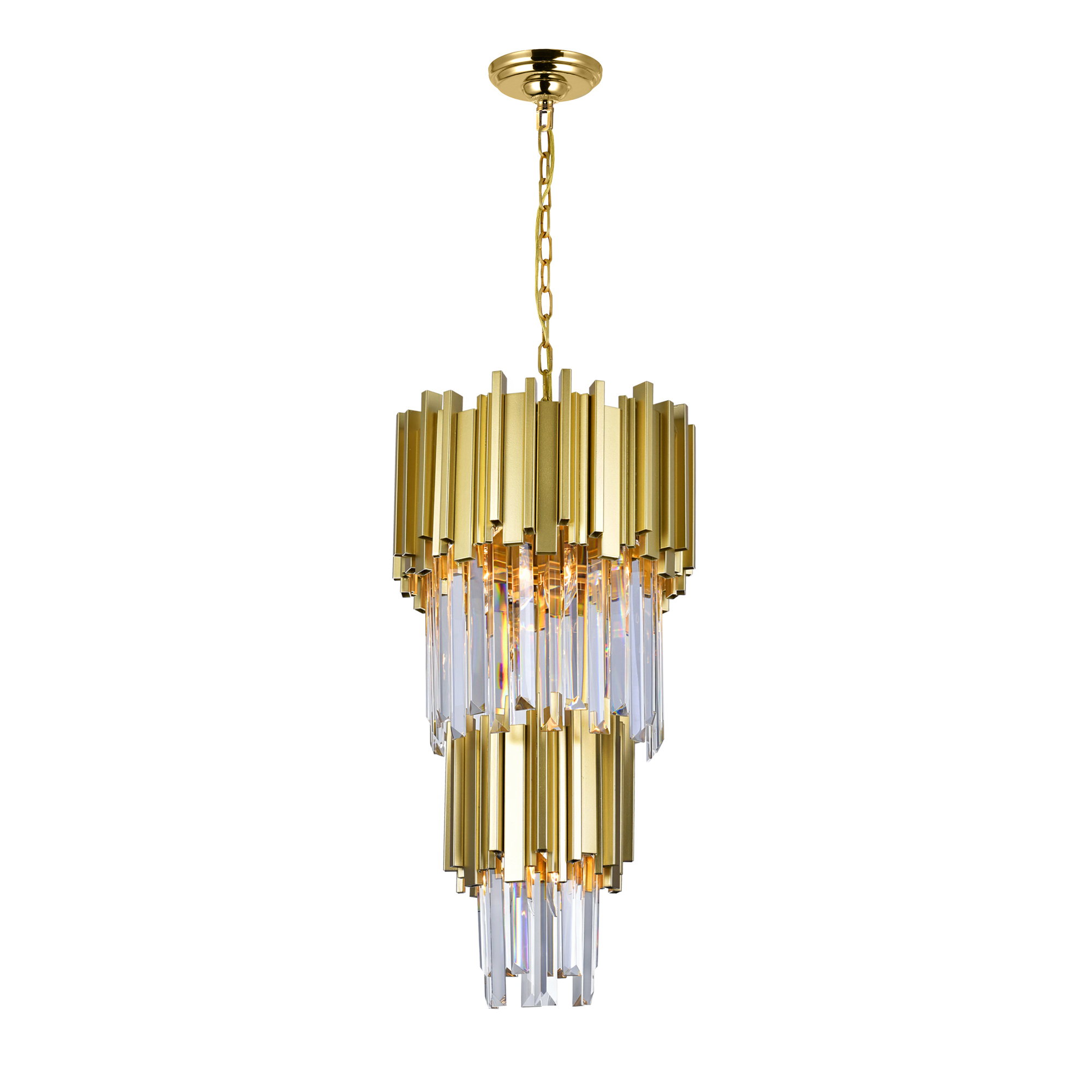 Deco 4 Light Down Mini Chandelier With Medallion Gold Finish