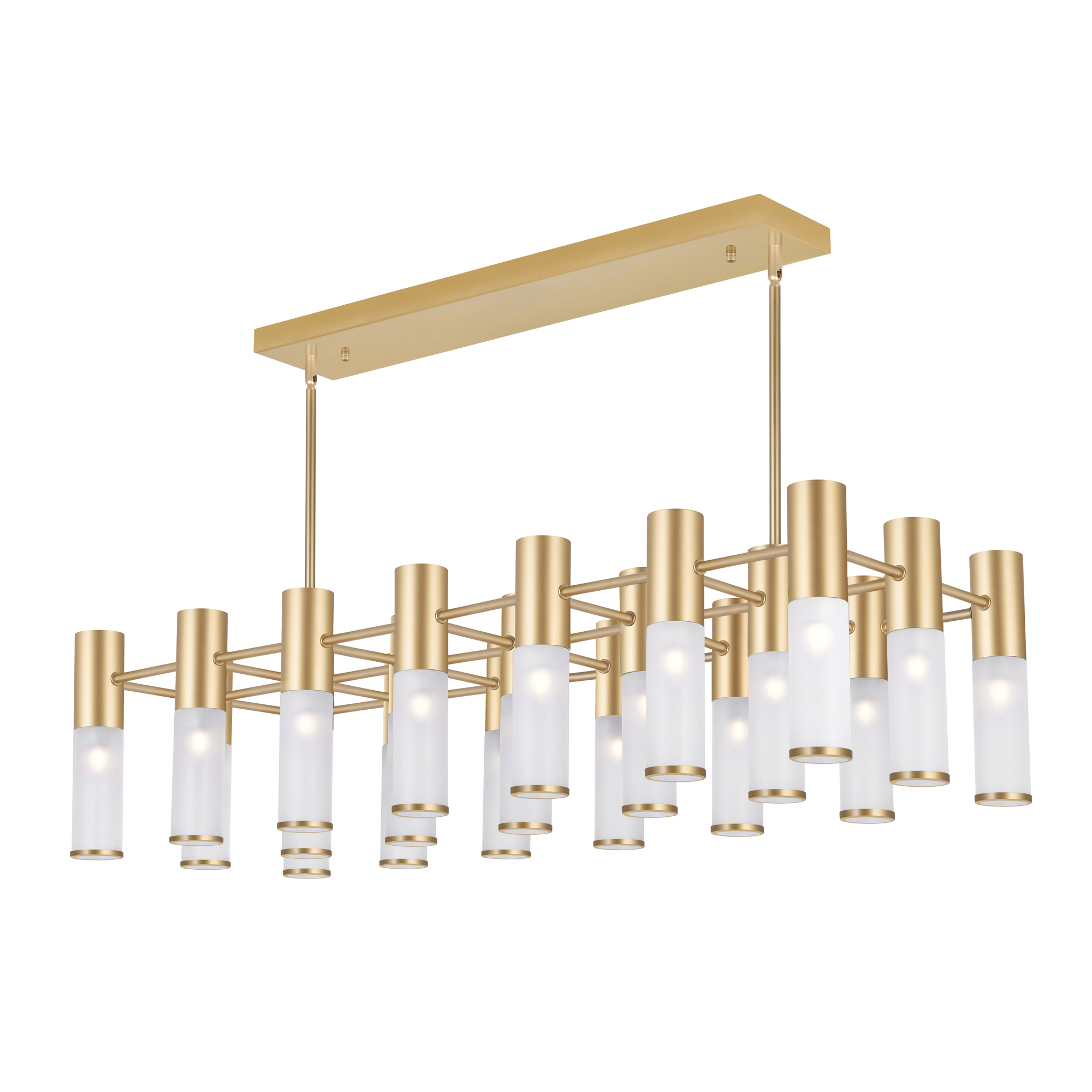 Pipes 21 Light Island/Pool Table Chandelier With Sun Gold Finish