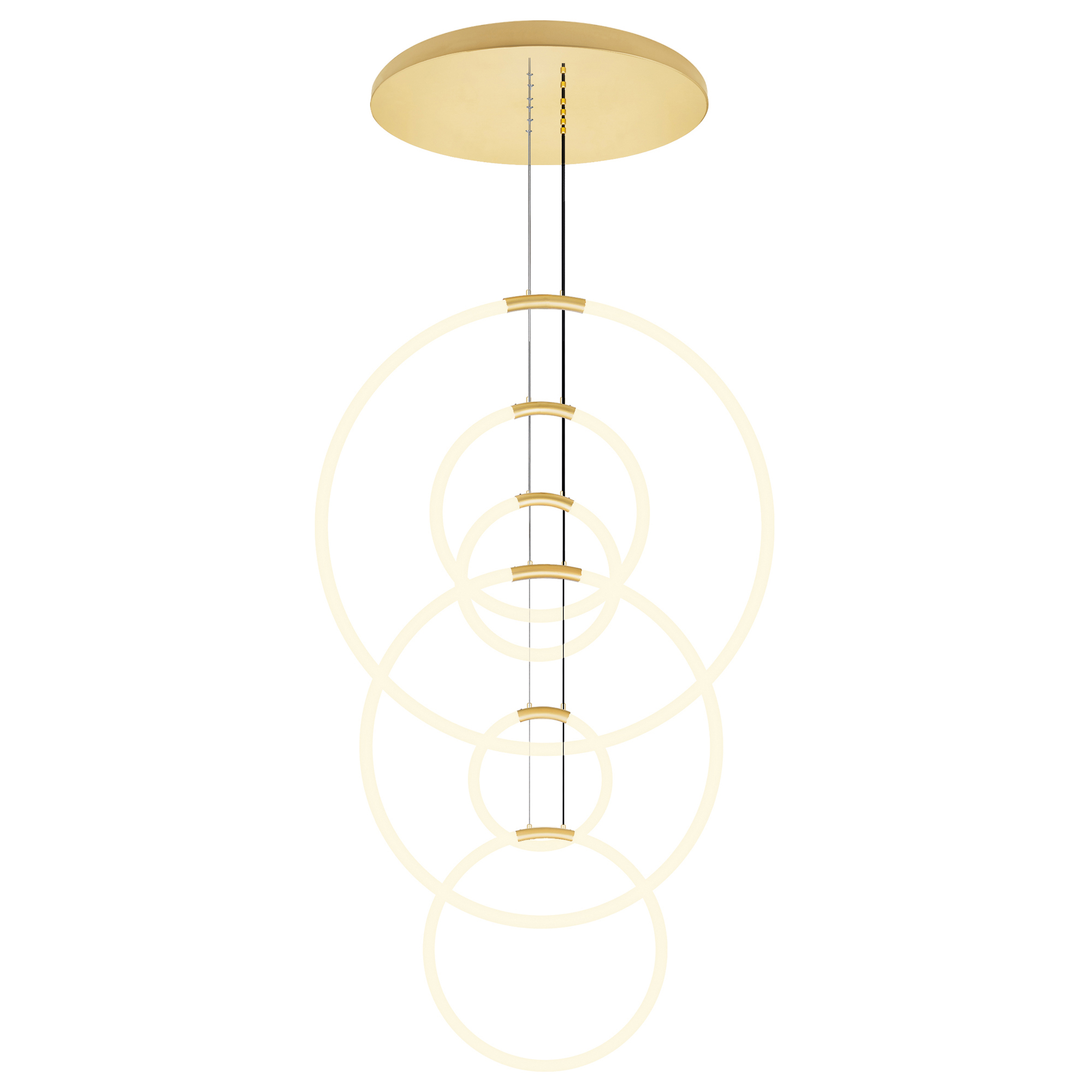 オアジス　エトゥープ　35 Hoops 6 Light LED Chandelier With Satin Gold Finish – CWI