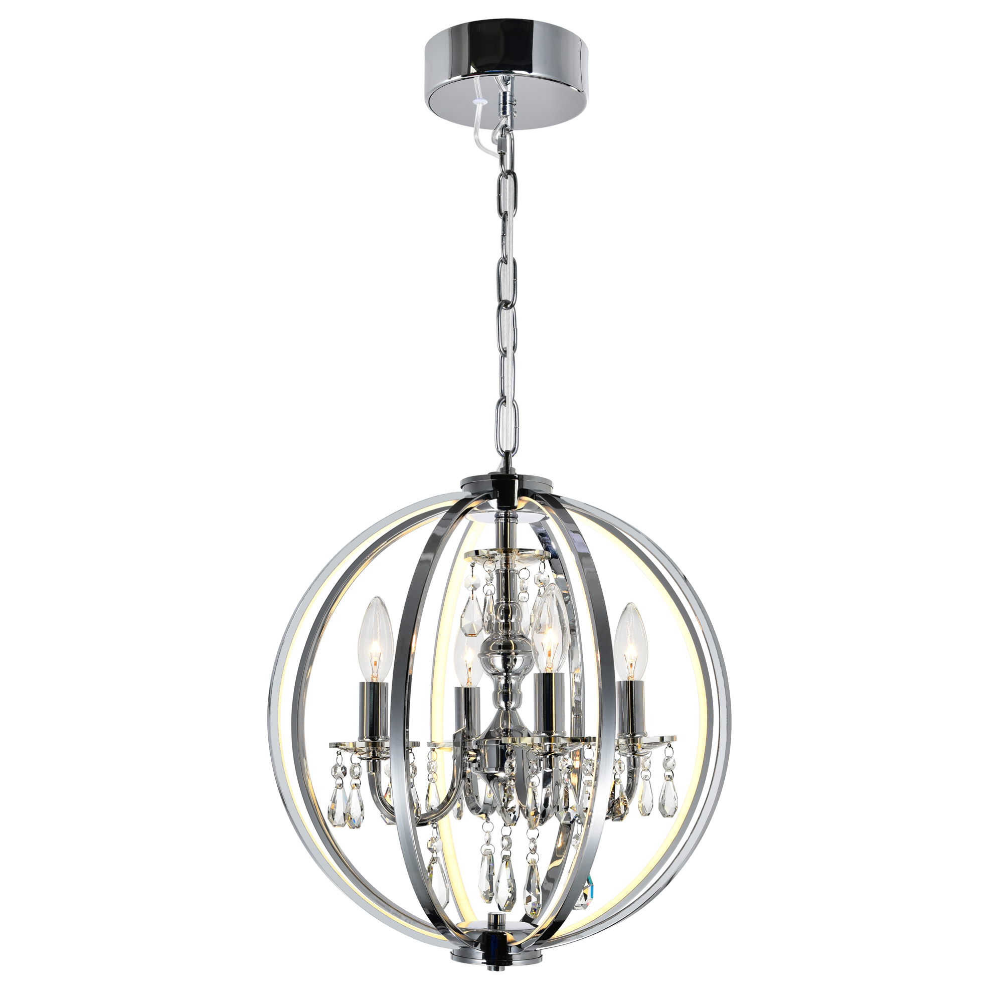 ailly* Abia 4 Light Up Chandelier With Chrome Finish – CWI LIGHTING