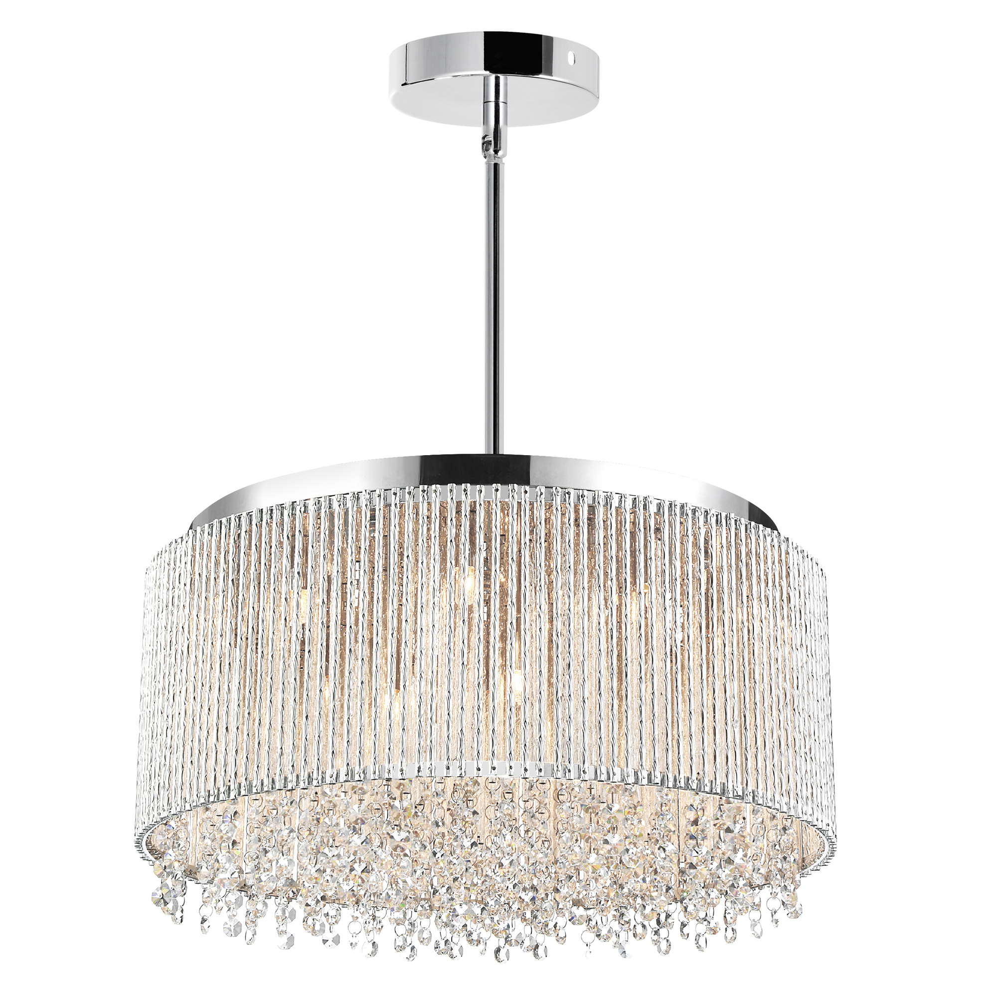 Claire 14 Light Drum Shade Chandelier With Chrome Finish Claire 14 Light Drum Shade Chandelier With Chrome Finish