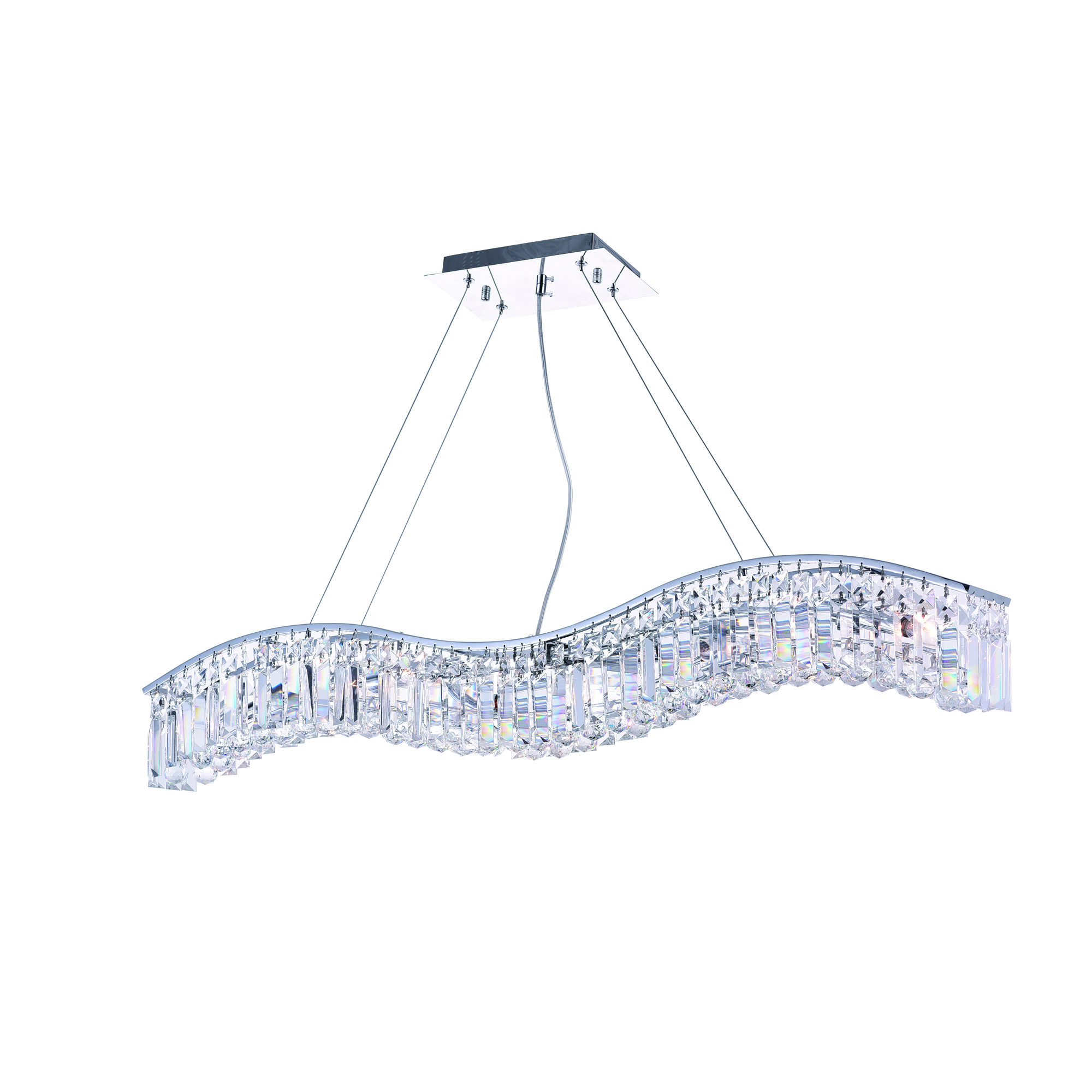 Glamorous 7 Light Down Chandelier With Chrome Finish