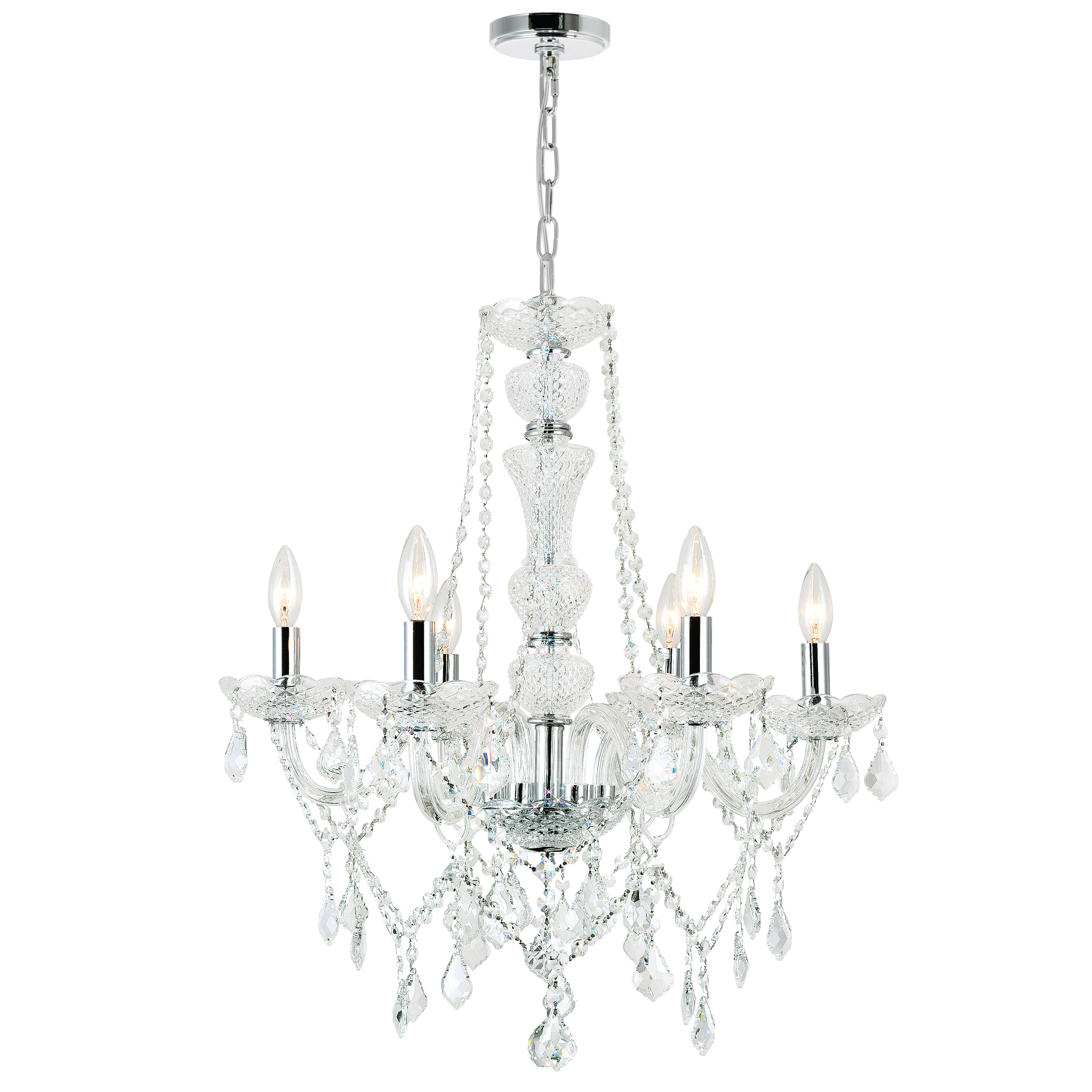 Princeton 6 Light Down Chandelier With Chrome Finish